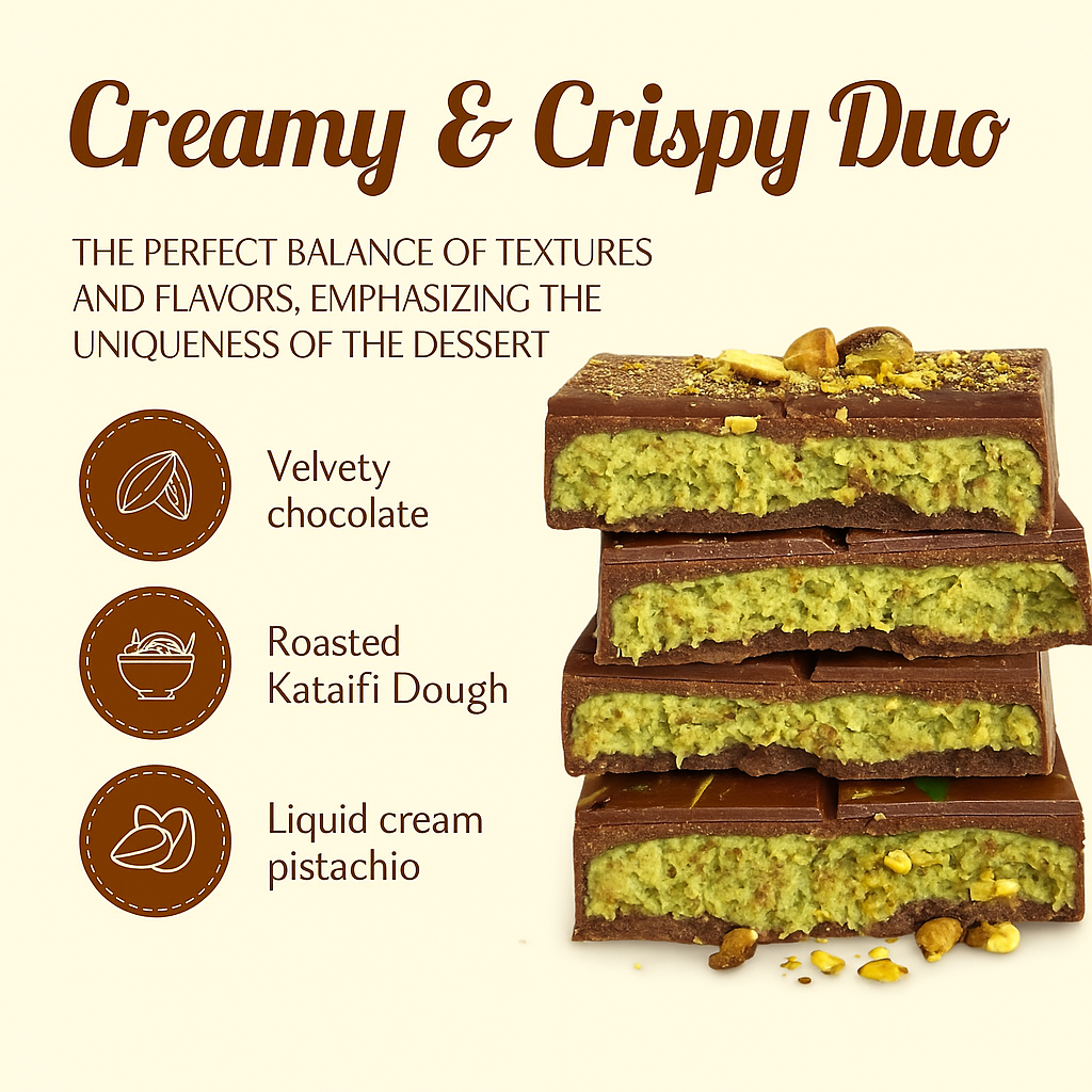 Original size Dubai Chocolate Bar | Pistachio Kunafa Chocolate Bar