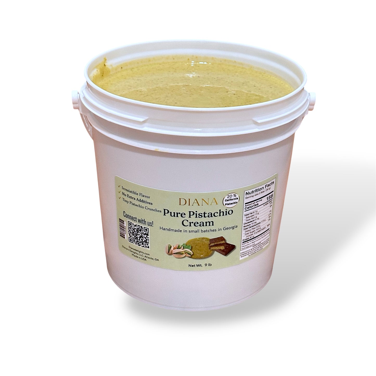 9 lb PISTACHIO CREAM, 20% pistachio, Dubai chocolate pistachio cream