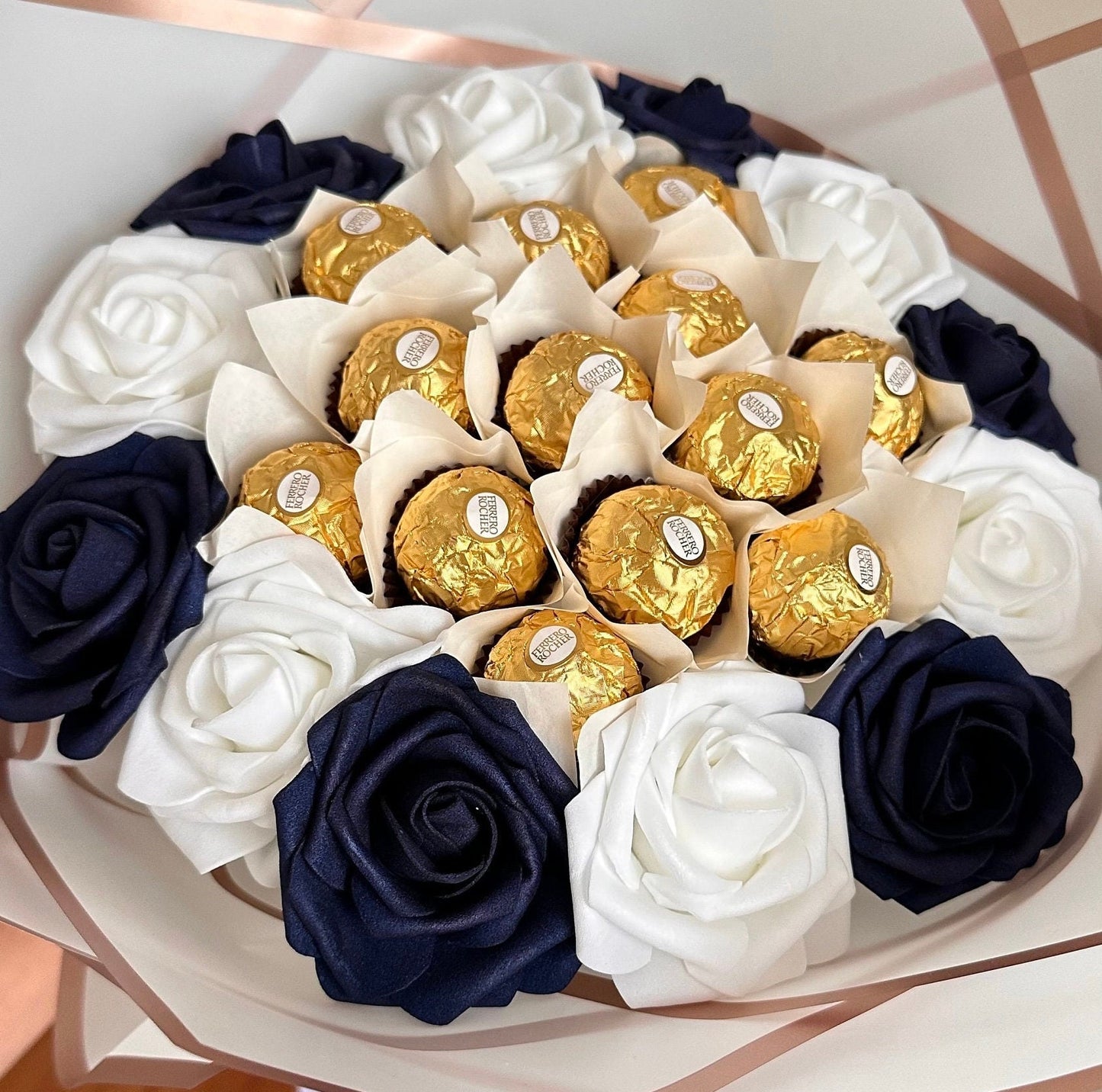 Bouquet with Ferrero Rocher Chocolotes and Roses | Gift for Mother, Birthday gift or Any occasions. Thank you bouquet, Get well Bouquet