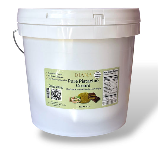 20 lb PISTACHIO CREAM, 50% pistachio, 2 gallon bucket, Perfect cream for Dubai chocolate and more