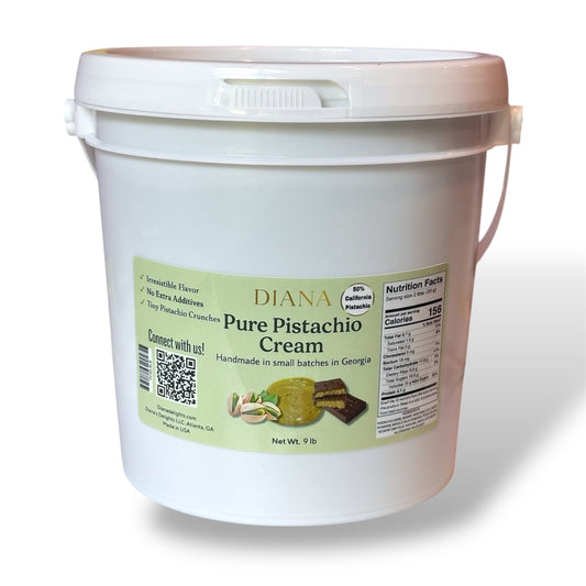 9 lb PISTACHIO CREAM, 50% pistachio, 1 gallon bucket, Perfect cream for Dubai chocolate and more