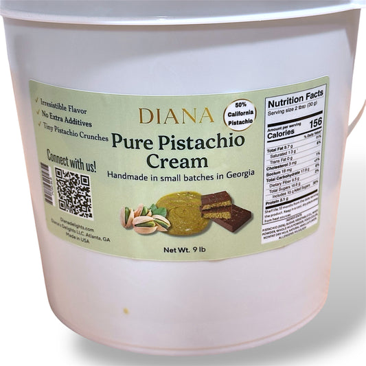 9 lb PISTACHIO CREAM, 50% pistachio, 1 gallon bucket, Perfect cream for Dubai chocolate and more