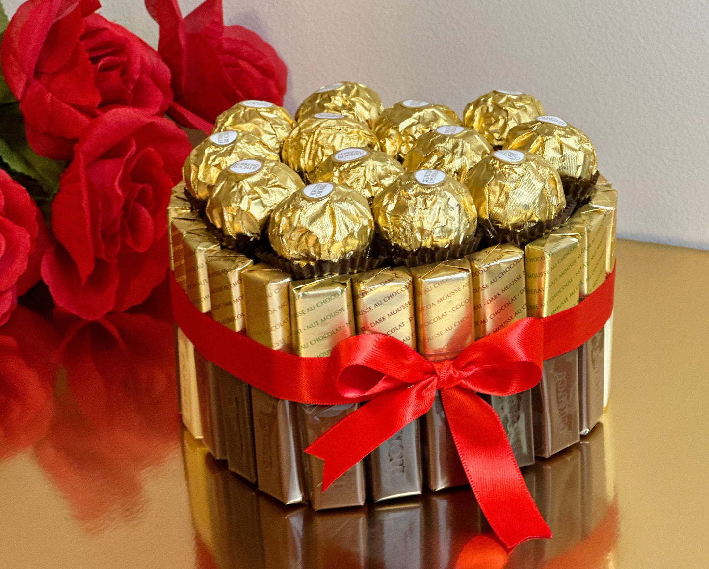 Ferrero Heart Shaped Gift. Luxury Chocolate Giftbox Cake. Valentines Candy Giftbox. Anniversary Giftbox