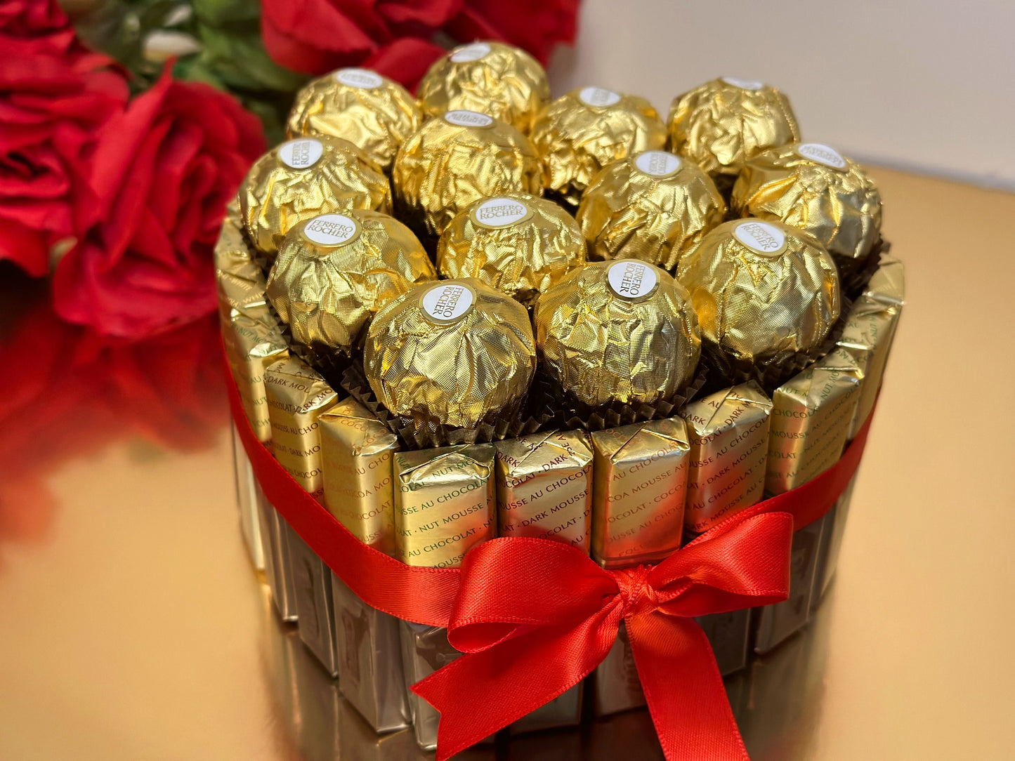 Ferrero Heart Shaped Gift. Luxury Chocolate Giftbox Cake. Valentines Candy Giftbox. Anniversary Giftbox