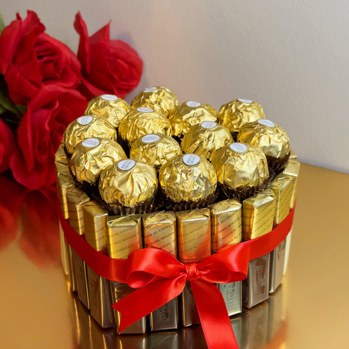 Ferrero Heart Shaped Gift. Luxury Chocolate Giftbox Cake. Valentines Candy Giftbox. Anniversary Giftbox
