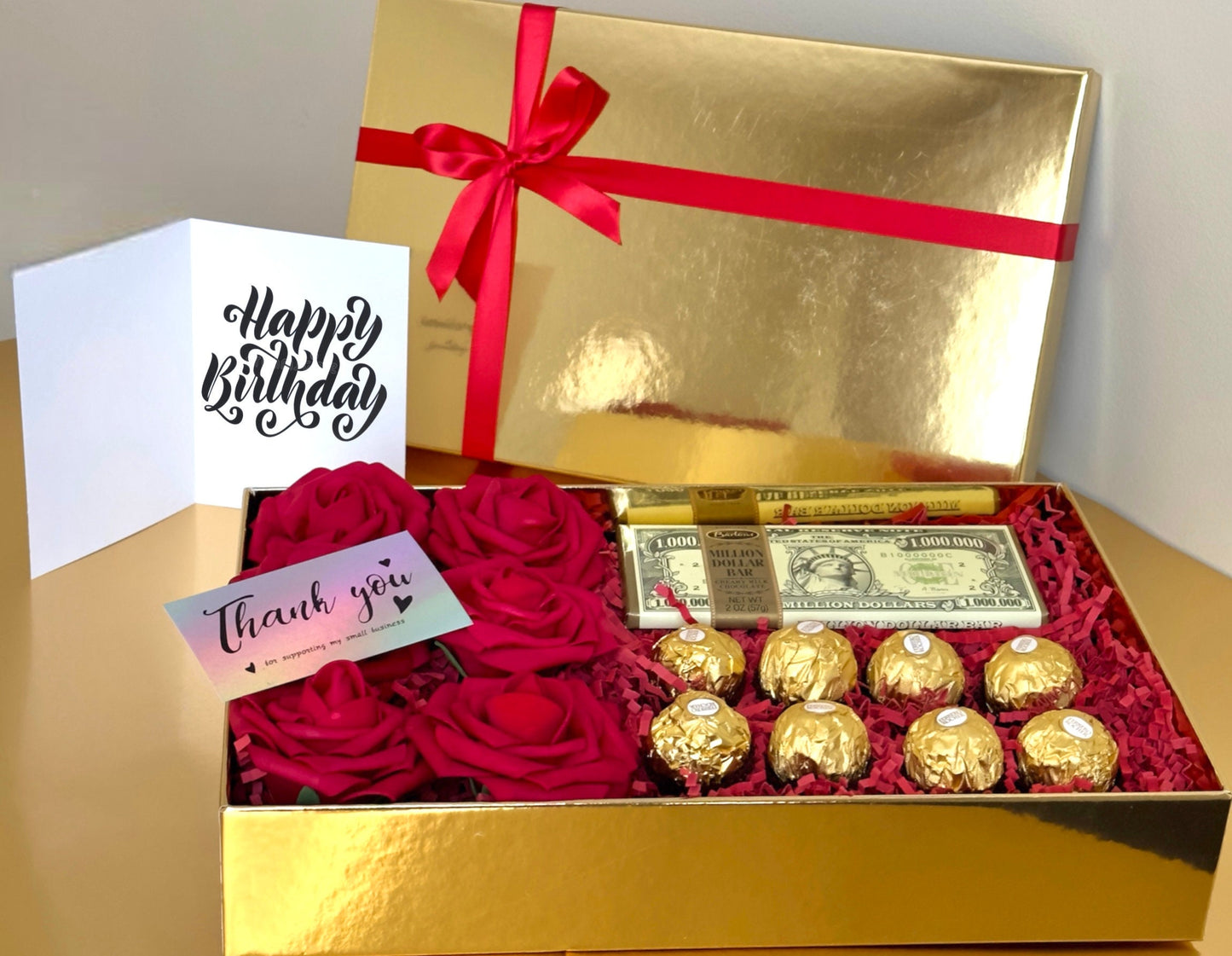 A Million Dollar Gift, Luxury Gift, Mother's Day Gift, Chocolate and Red Roses Giftbox, Birthday gift, Anniversary Gift, Thank You Gift,