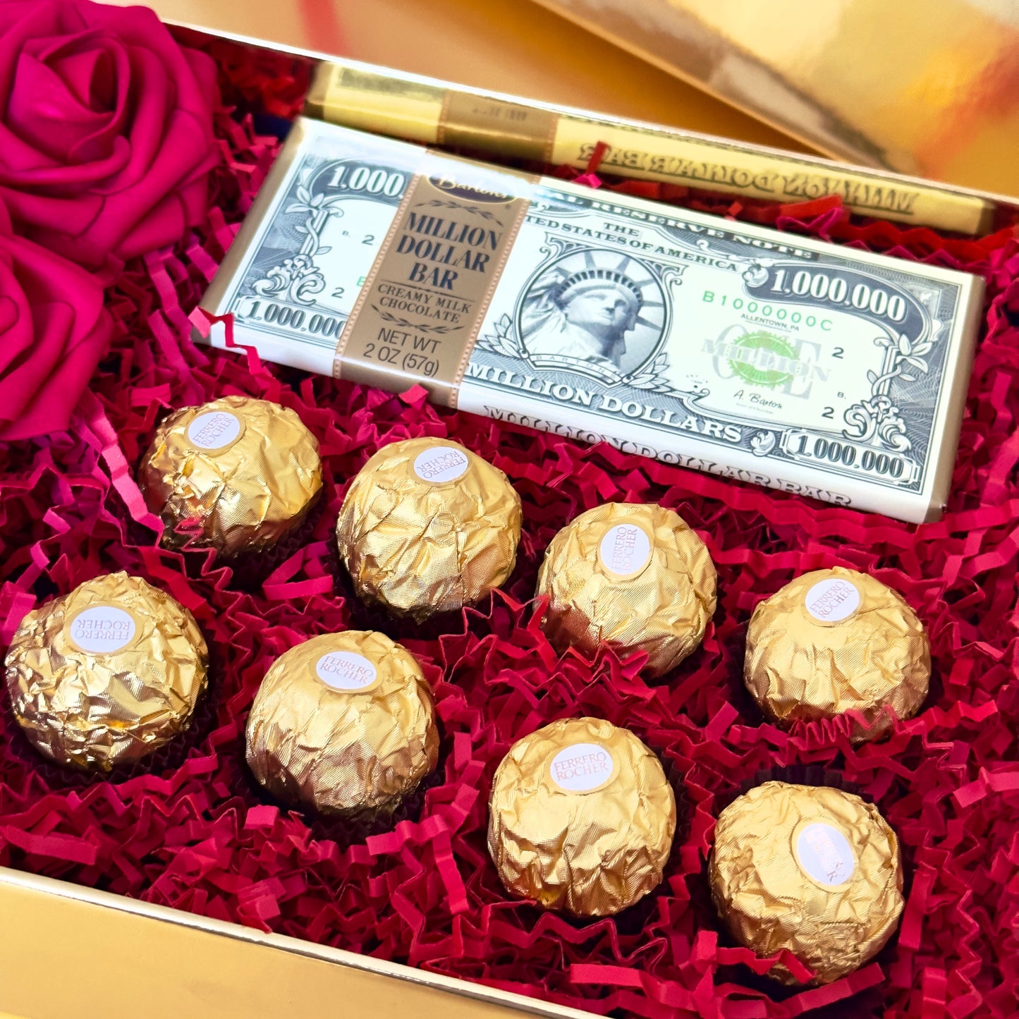A Million Dollar Gift, Luxury Gift, Mother's Day Gift, Chocolate and Red Roses Giftbox, Birthday gift, Anniversary Gift, Thank You Gift,