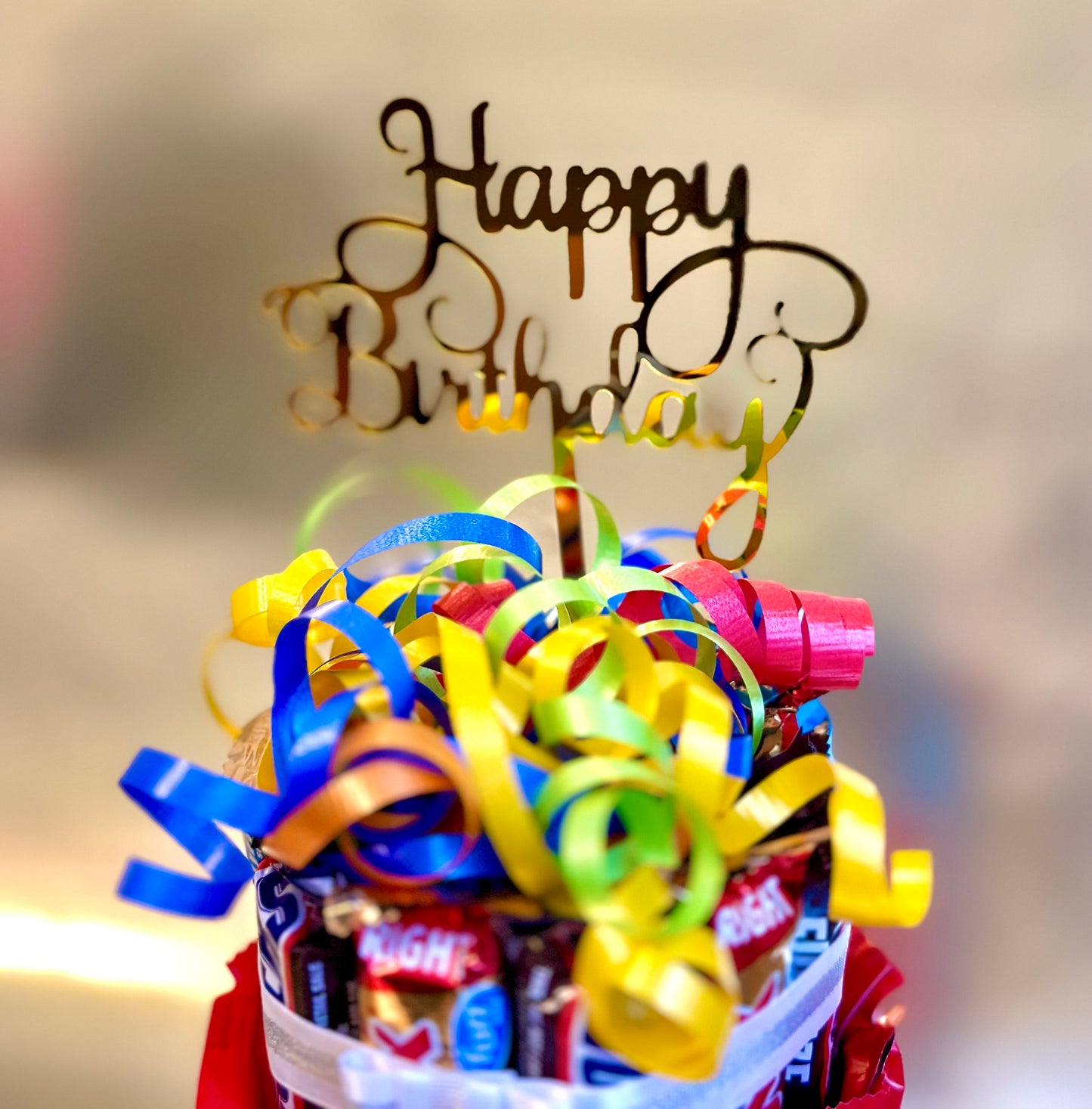 Chocolate Tower Cake, Candy tower cake. Birthday chocolate cake giftbox. Gift for Friends, Birthday cake