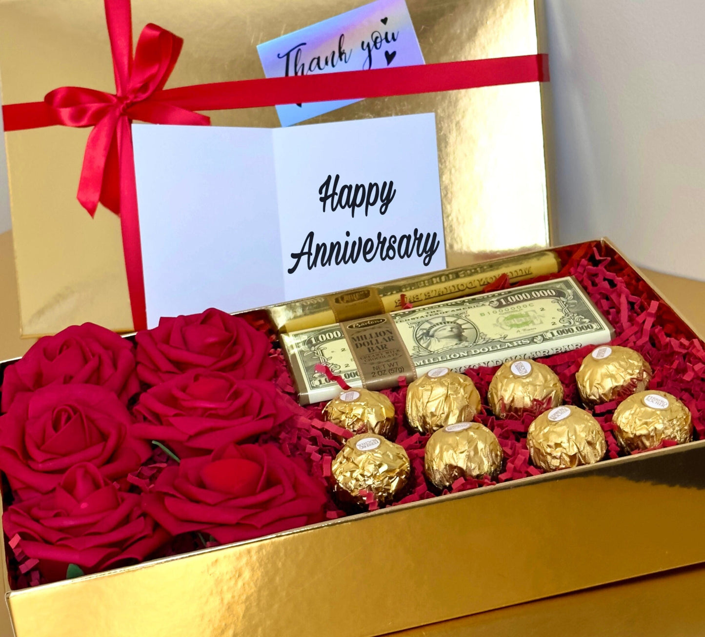 A Million Dollar Gift, Luxury Gift, Mother's Day Gift, Chocolate and Red Roses Giftbox, Birthday gift, Anniversary Gift, Thank You Gift,
