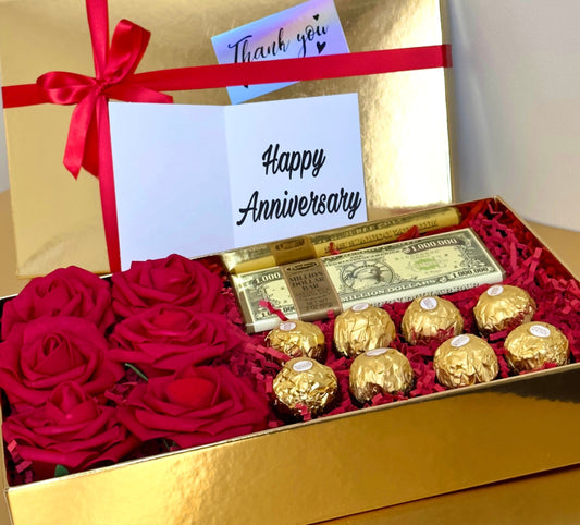 A Million Dollar Gift, Luxury Gift, Mother's Day Gift, Chocolate and Red Roses Giftbox, Birthday gift, Anniversary Gift, Thank You Gift,