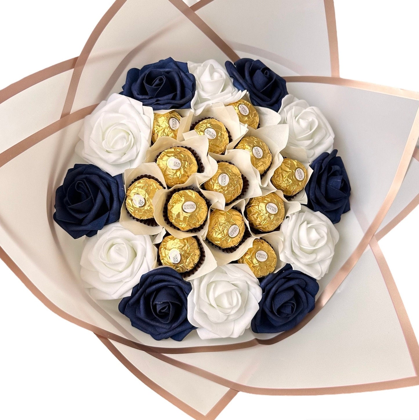 Bouquet with Ferrero Rocher Chocolotes and Roses | Gift for Mother, Birthday gift or Any occasions. Thank you bouquet, Get well Bouquet