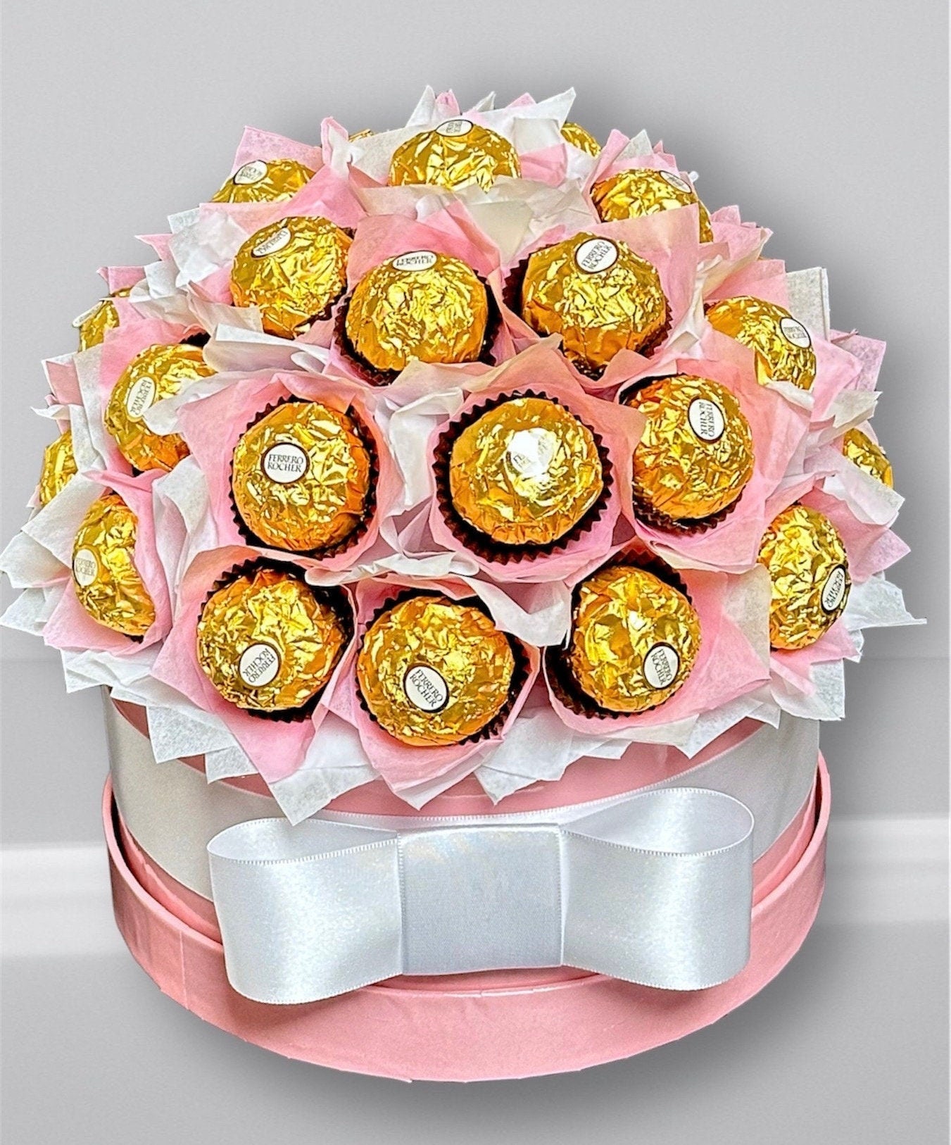Ferrero Rocher Bouquet Pink Box. Mother’s Day Bouquet. Chocolate Bouquet. Pink Box Bouquet. Birthday gift. Anniversary gift. Thank you gift