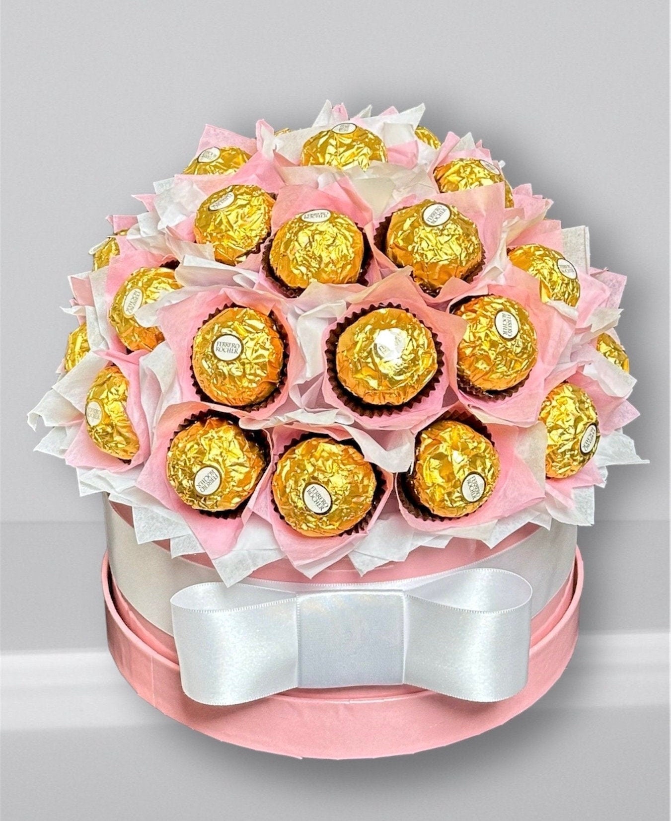 Ferrero Rocher Bouquet Pink Box. Mother’s Day Bouquet. Chocolate Bouquet. Pink Box Bouquet. Birthday gift. Anniversary gift. Thank you gift